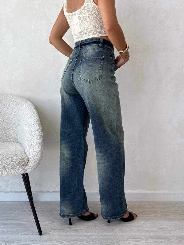 Jeans con risvolto blu scuro (veste grande)