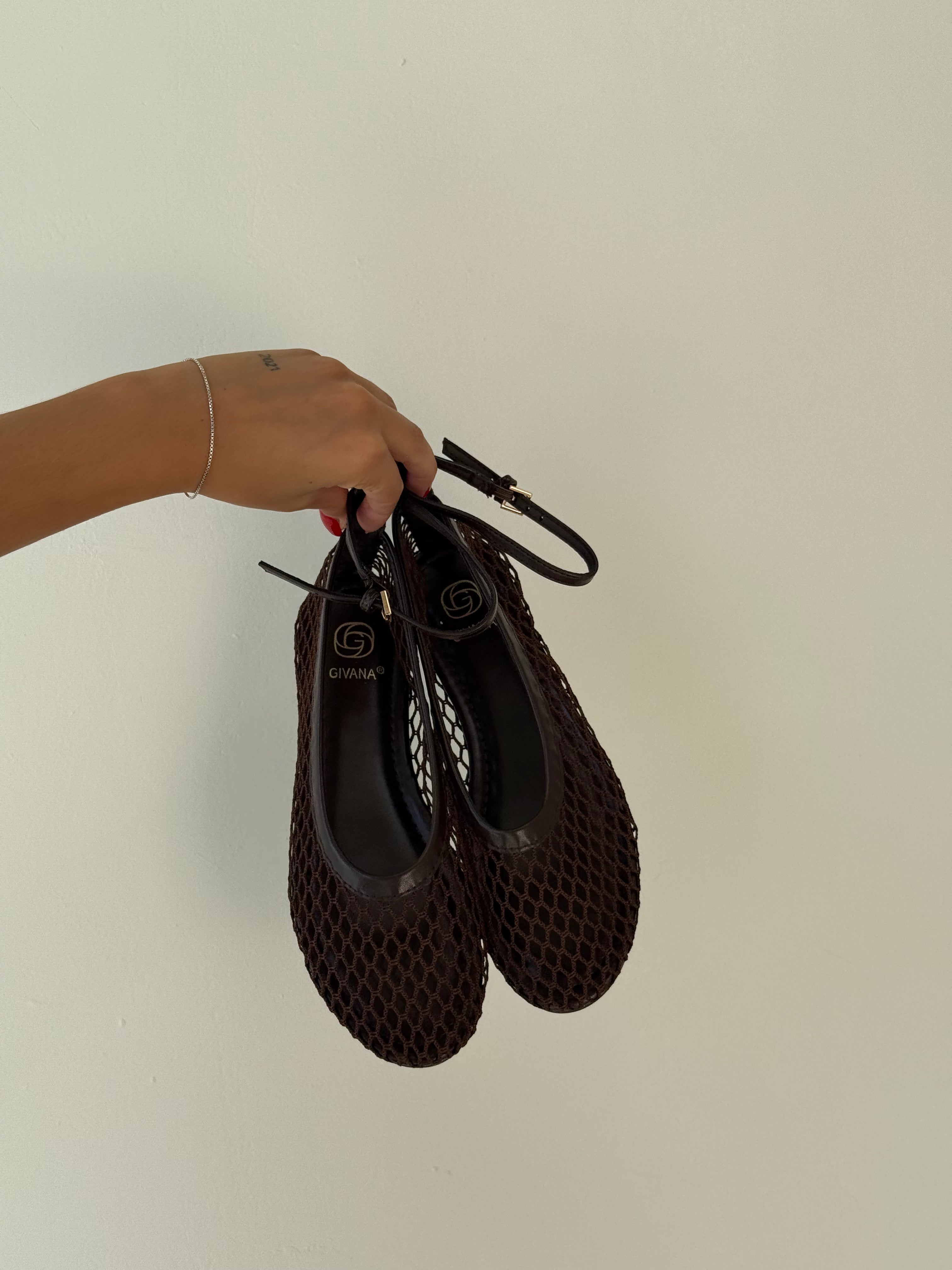 Ballerine a rete marroni