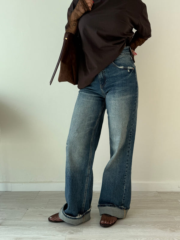 Jeans a palazzo blu