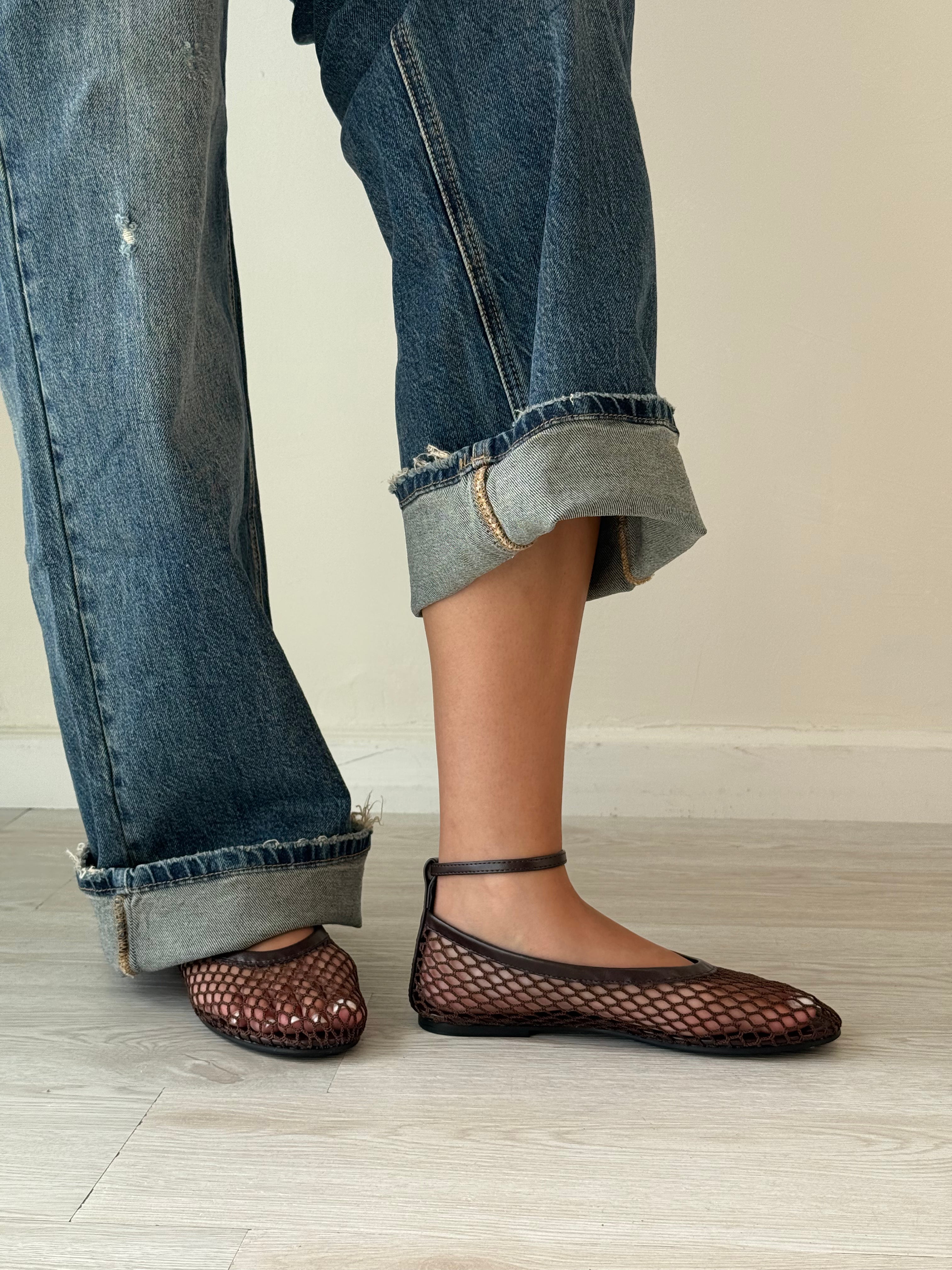 Ballerine a rete marroni