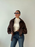 Chiodo in suede marrone