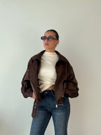 Chiodo in suede marrone