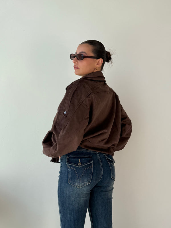 Chiodo in suede marrone