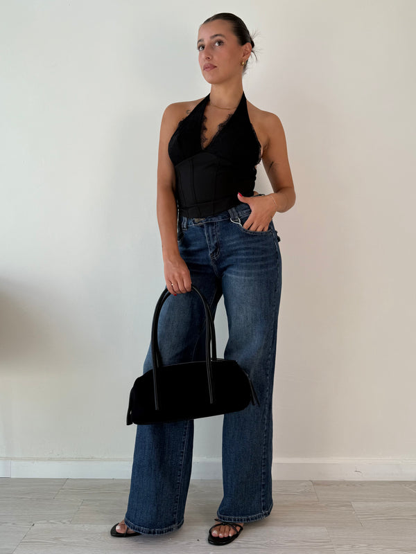 Top pizzo corpetto con stringhe
