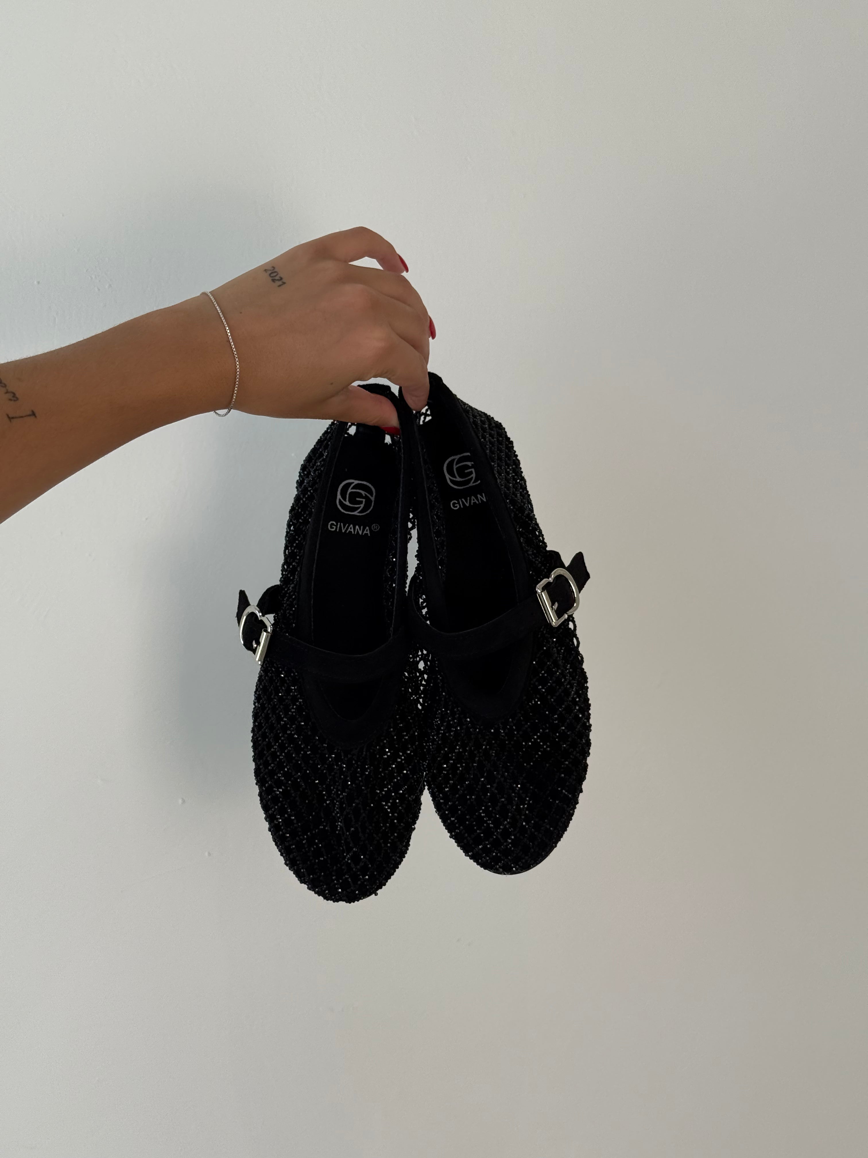 Ballerine strass nere