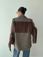 Blazer in panno con frange