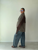 Blazer in panno con frange