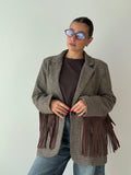 Blazer in panno con frange