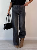 Jeans palazzo nero sabbiato