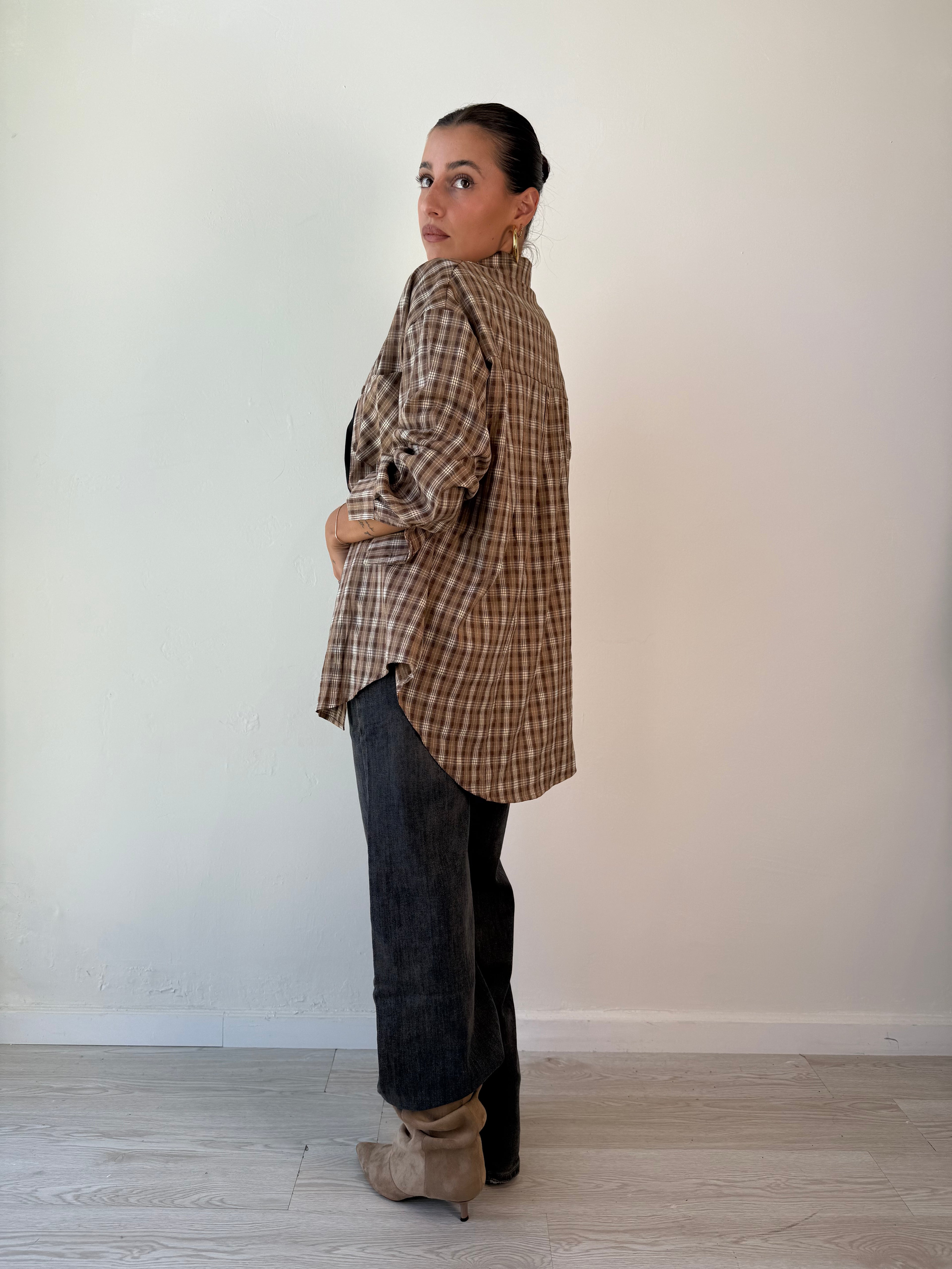 Camicia check beige