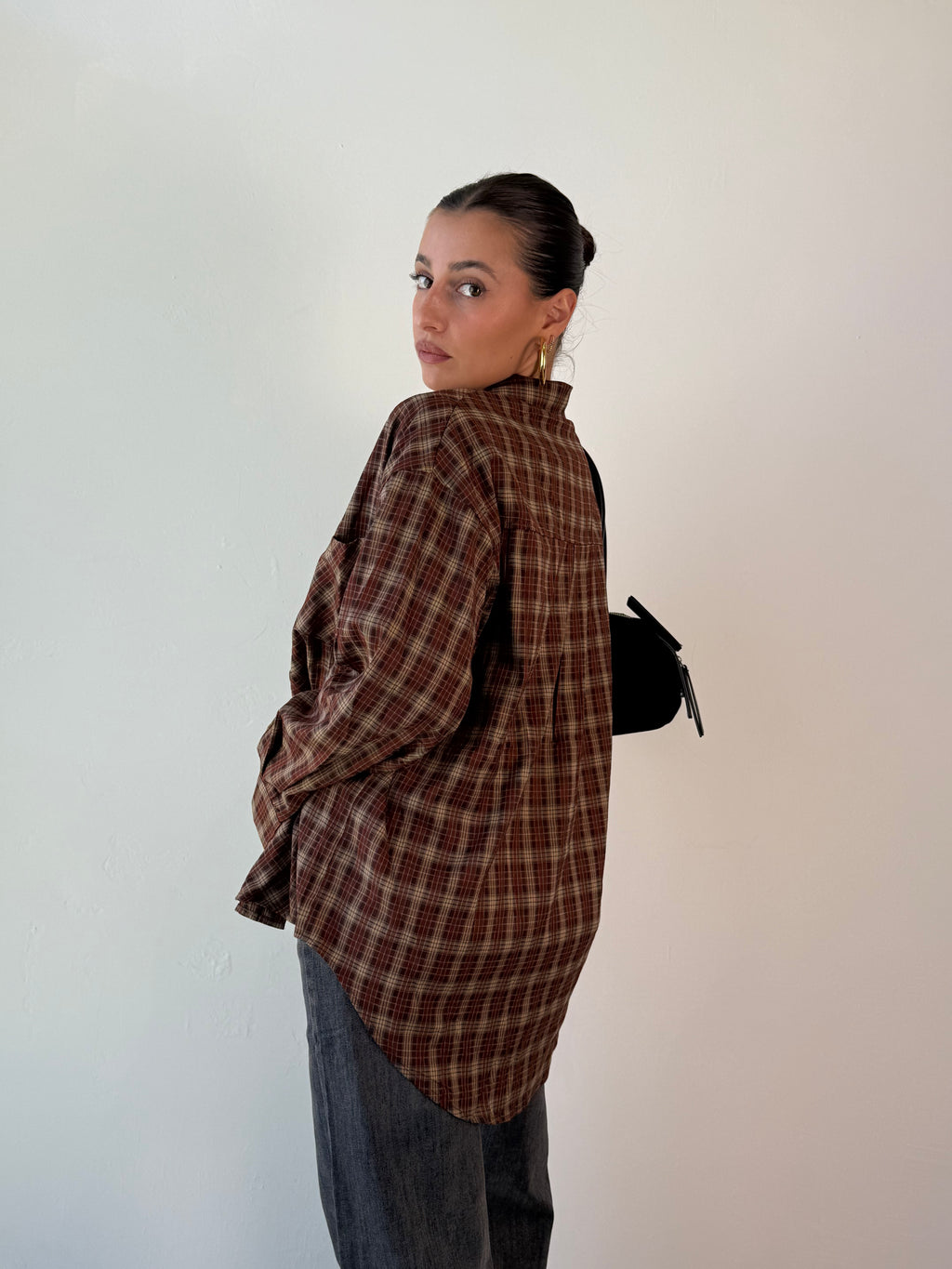 Camicia check marrone