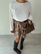 Gonna camicia Check beige