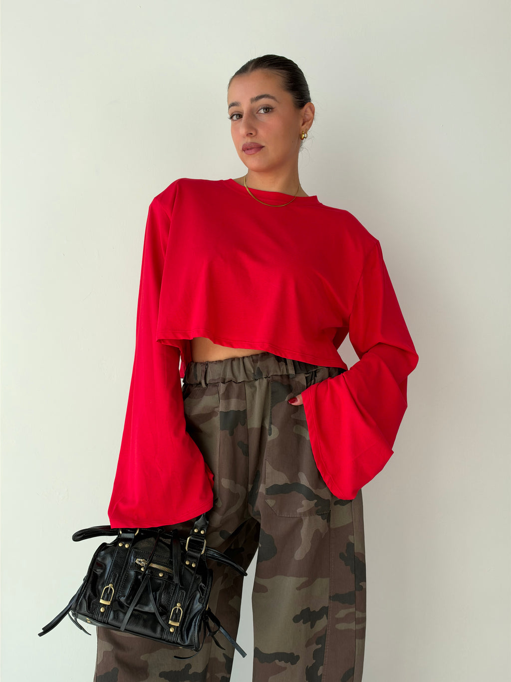 Longsleeve Crop con Spalline