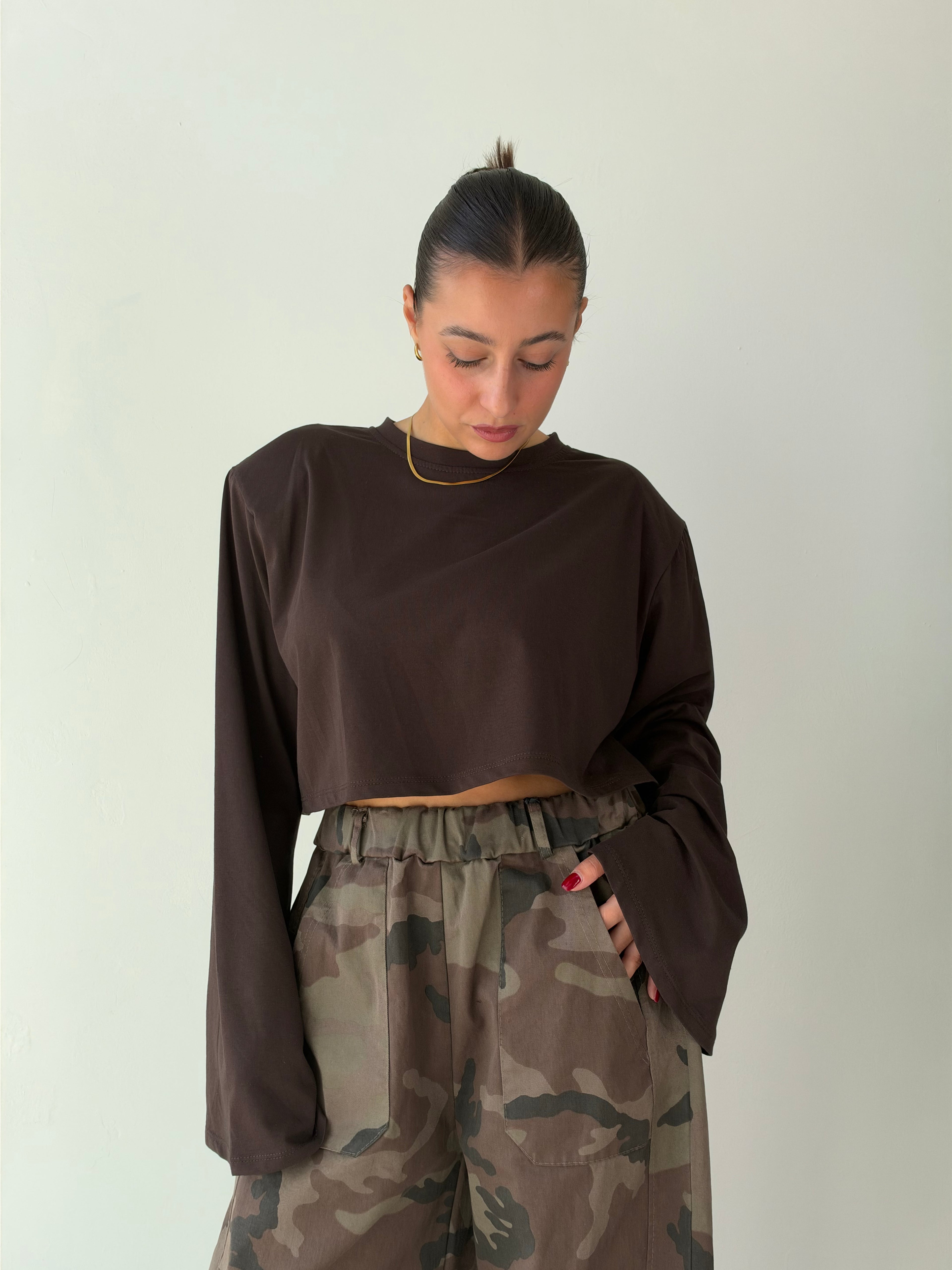 Longsleeve Crop con Spalline