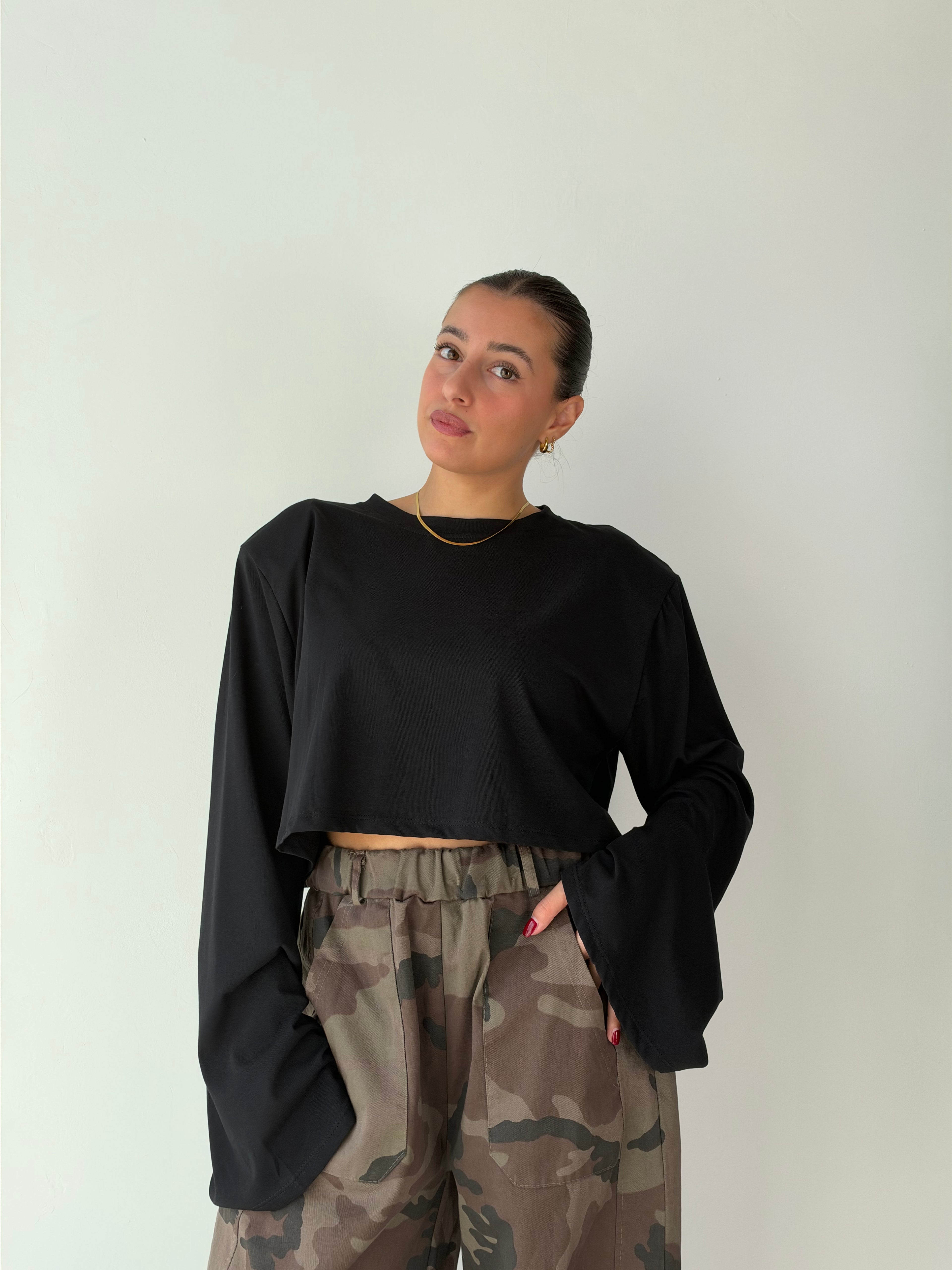 Longsleeve Crop con Spalline