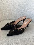 Mules in Suede con fiocco