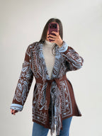 Cardigan Azteco marrone/celeste