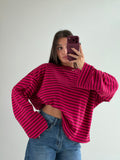 Longsleeve Righe Over fuxia/bordeaux