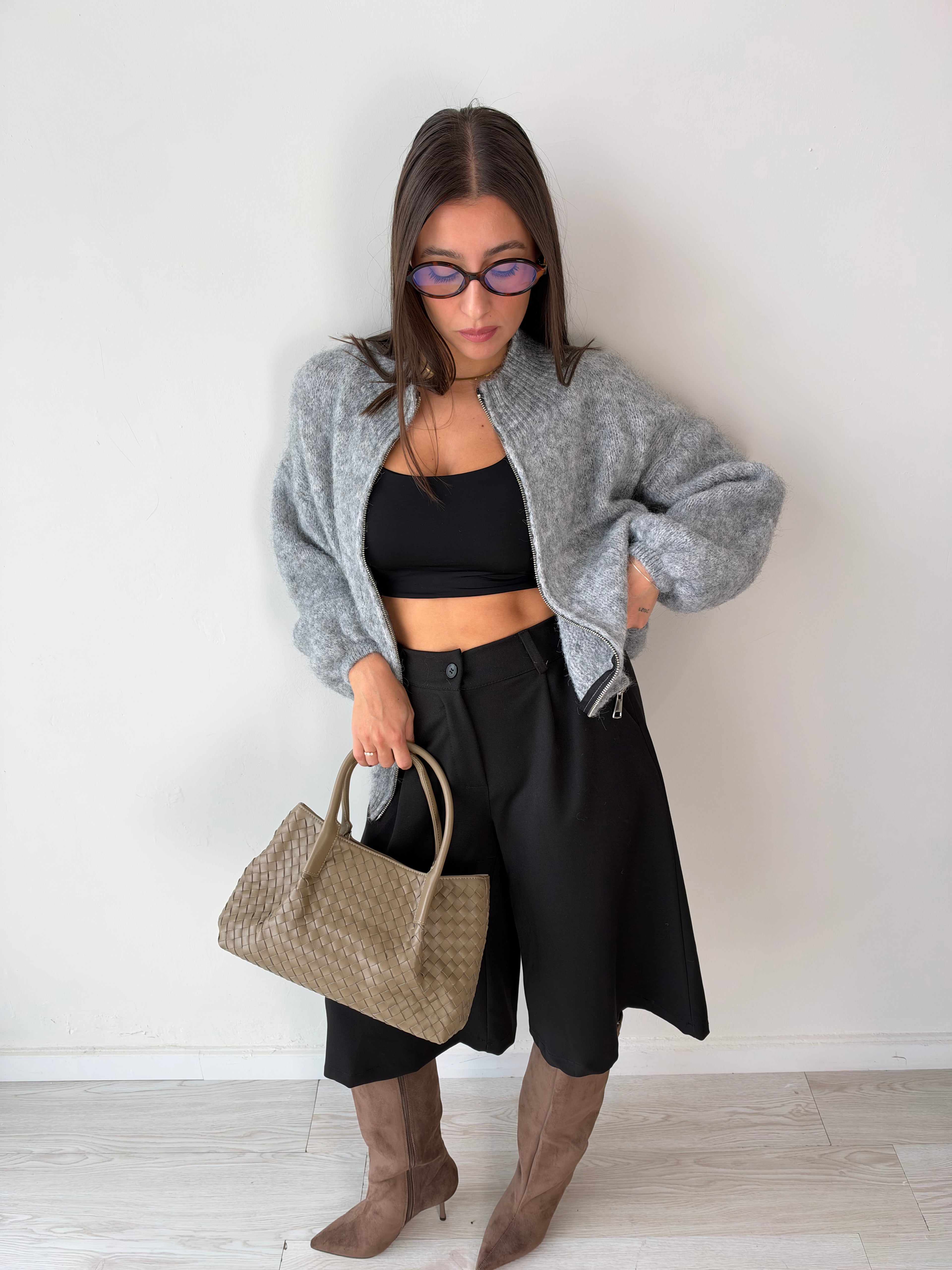 Maglione cardigan grigio