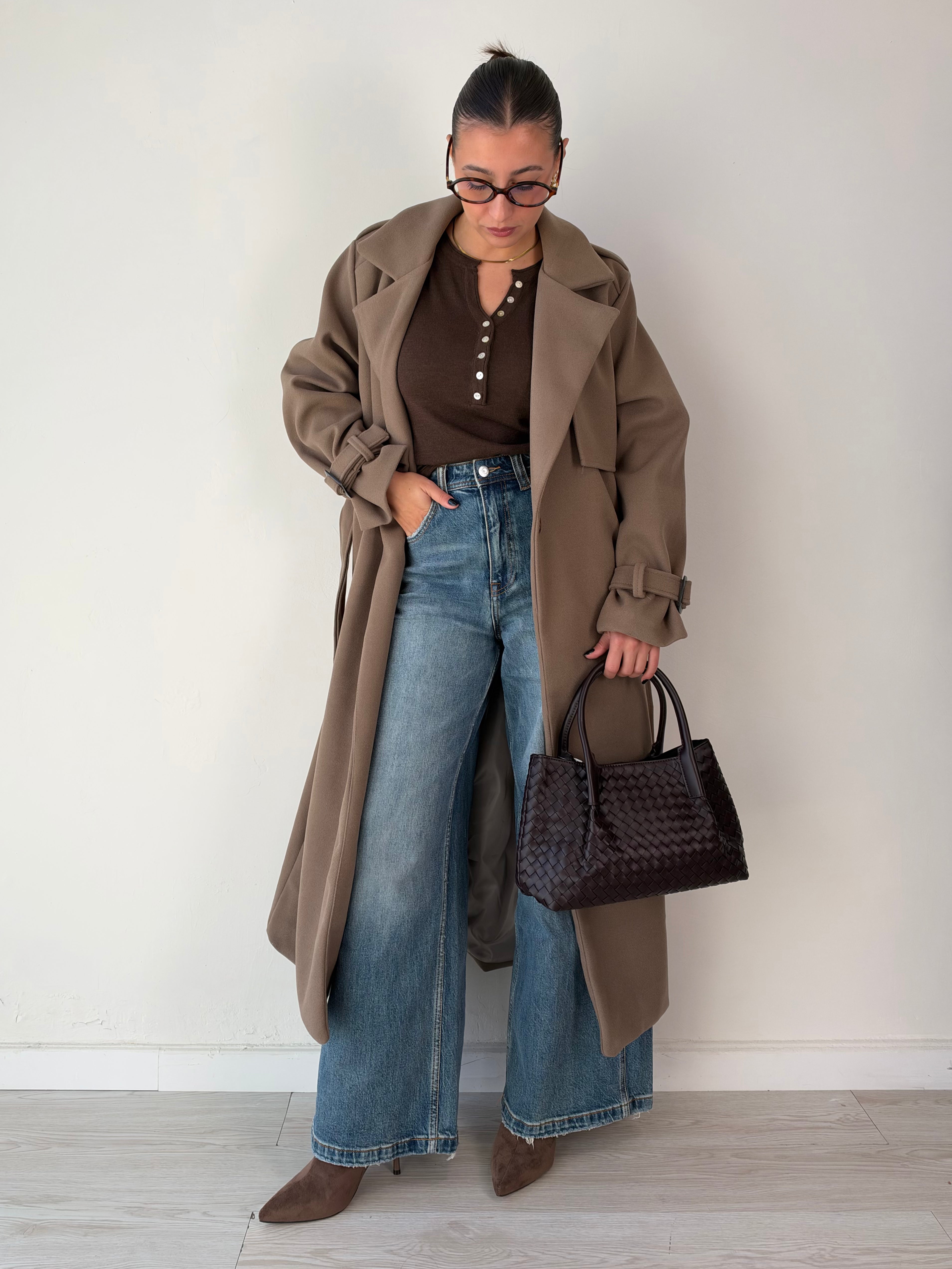 Cappotto trench in panno