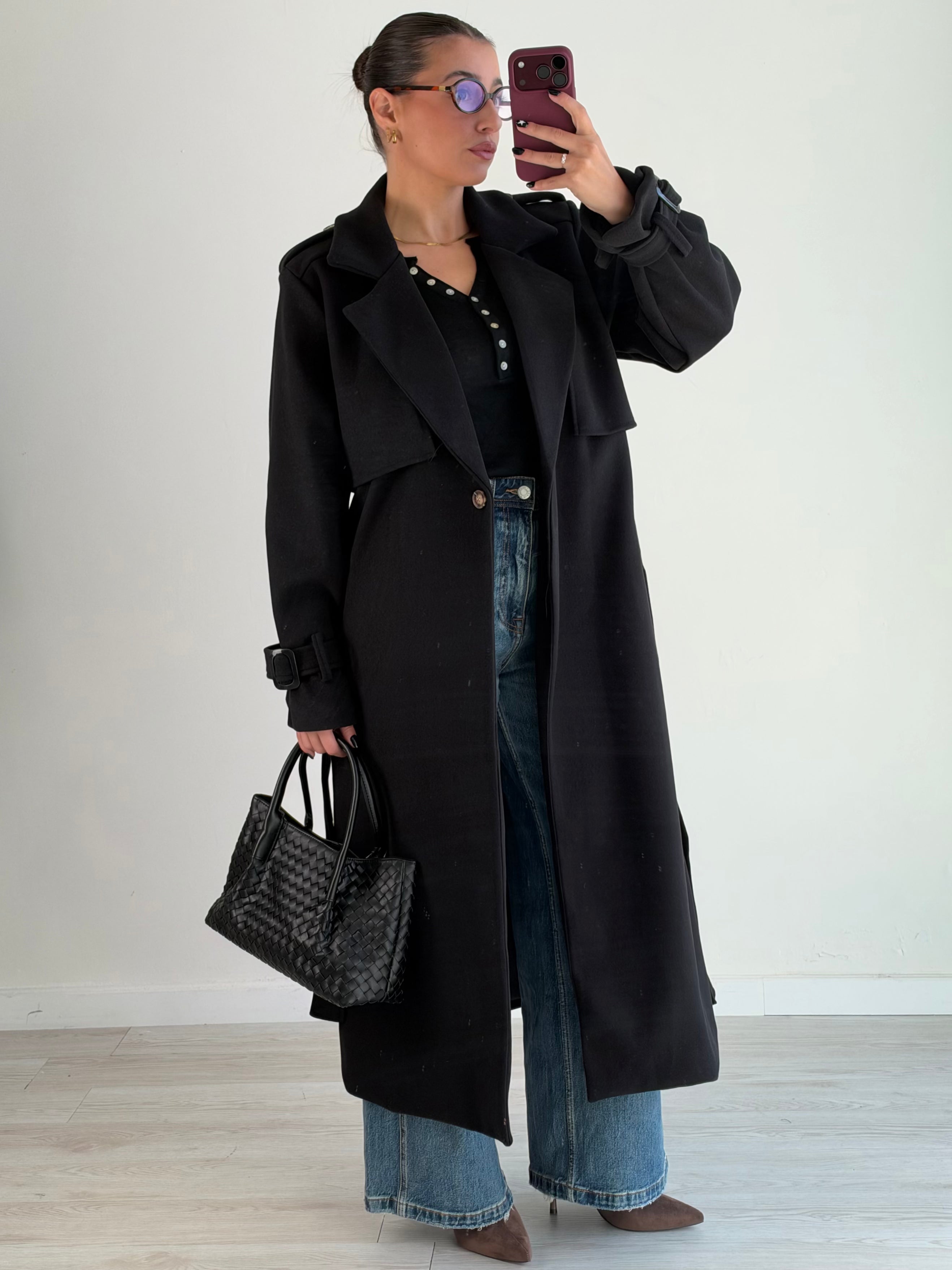 Cappotto trench in panno