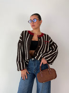 Maglione Cardigan baseball marrone