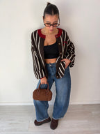 Maglione Cardigan baseball marrone