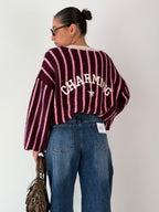 Maglione Cardigan baseball bordeaux
