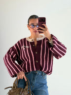 Maglione Cardigan baseball bordeaux