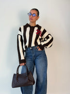 Maglione polo a righe marrone