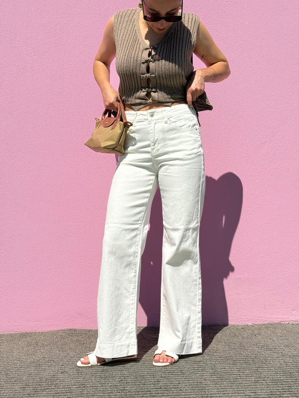 Jeans a palazzo bianco