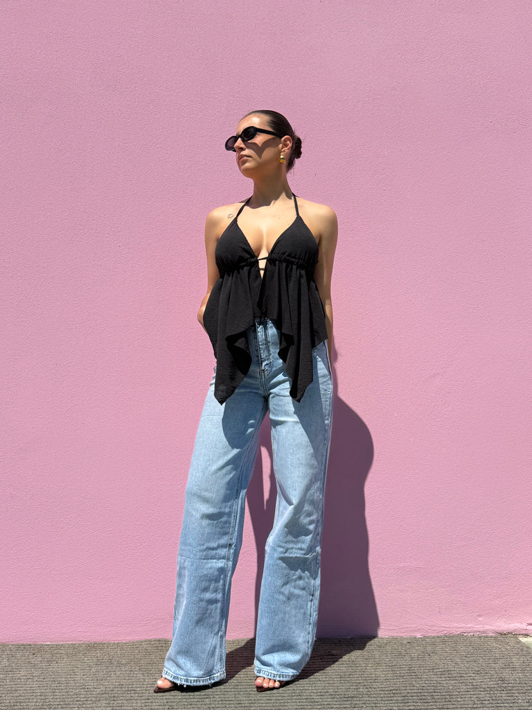 Jeans blu chiaro a palazzo